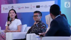 Aktris yang juga aktivis Hannah Al Rashid saat menjadi narasumber dalam forum dialog Summit on Girls Getting Equal: Let's Invest in Girls di Jakarta, Selasa (10/12/2019). Kebijakan yang pro terhadap kesetaraan gender masih belum banyak diakomodasi di tingkat desa. (Liputan6.com/Fery Pradolo)