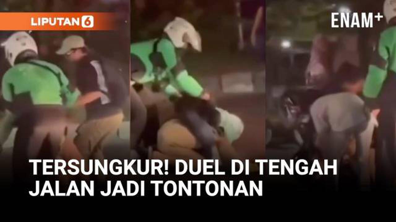 Tersungkur! Duel Pengendara di Jalan Cengkareng Jadi Tontonan
