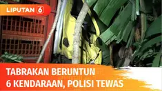 Seorang polisi tewas akibat tabrakan beruntun enam kendaraan di Jalan Lingkar Salatiga. Diduga kuat, pemicu tabrakan beruntun itu adalah truk tronton yang remnya tidak berfungsi hingga masuk ke jalur arus lalu lintas yang berlawanan.