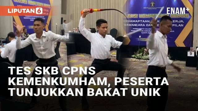 Rekrutmen CPNS 2024 telah memasuki tahap Seleksi Kompetensi Bidang, seperti yang viral baru-baru ini. Sejumlah peserta seleksi CPNS Kementerian Hukum dan HAM menunjukkan bakat-bakat unik mereka masing-masing. Mulai dari bakat bermusik hingga bela dir...