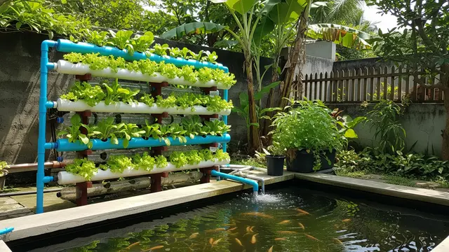 Model Kebun Sayur Dekat Kolam Ikan yang Hemat Ruang