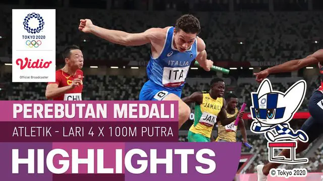 Berita video highlights final lari estafet putra 4x100 meter Olimpiade Tokyo 2020, di mana Tim Italia meraih medali emas, Jumat (6/8/2021) malam hari WIB.