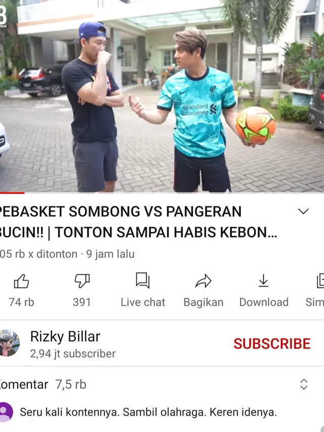 Unggahan Rizky Billar. (Foto: YouTube Rizky Billar)