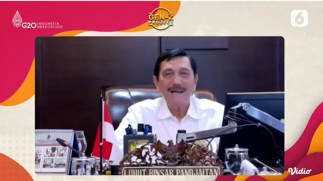 Menteri Koordinator bidang Kemaritiman dan Investasi Luhut Binsar Pandjaitan pada acara Gen Z dan Menko Marvest Luhut Binsar Pandjaitan yang digelar Liputan6.com, Kamis (24/11/2022).