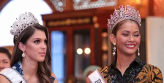 Iris Mittenaere Miss Universe 2016 memiliki banyak kesan selama beberapa hari di Indonesia. Gadis asal Prancis itu sangat berkesan dengan kulines khas Indonesia. (Adrian Putra/Bintang.com)