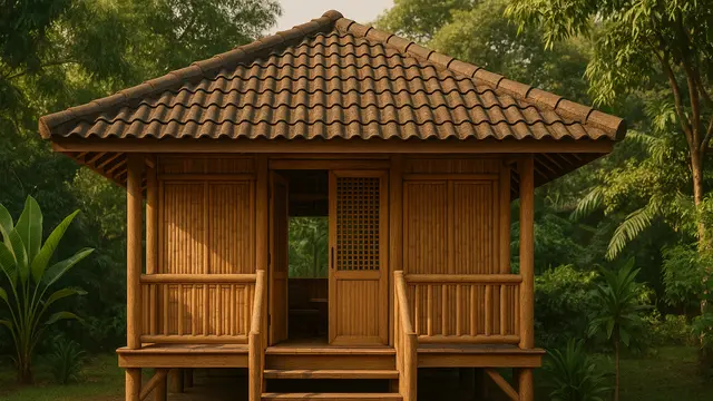 Rumah Kecil Sederhana dari Bambu Gaya Sunda