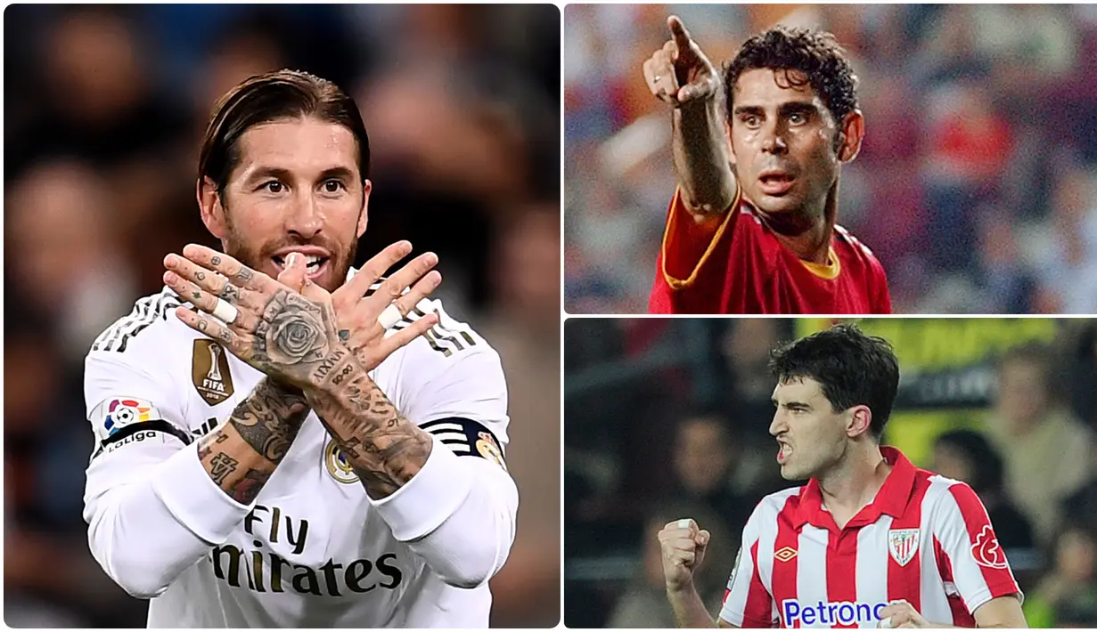 Sergio Ramos menjadi salah satu bek yang produktif dalam mencetak gol, selain Sergio Ramos tercatat ada deretan pemain bek yang juga produktif dalam mencetak gol di kompetis La Liga. Berikut Sergio Ramos dan 5 bek pencetak gol terbanyak di kompetisi La Liga. (kolase foto AFP)