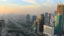 Penampakan Simpang Susun Semanggi bentang pertama atau Ramp 1 overpass Gatsu dari ketinggian, Jakarta, Senin (13/3). (Liputan6.com/Herman Zakharia)
