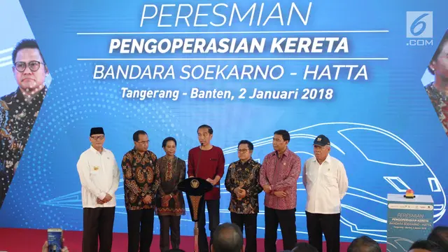 Kenakan Kaus Oblong, Jokowi Didampingi Para Menteri Resmikan Kereta Bandara Soekarno-Hatta