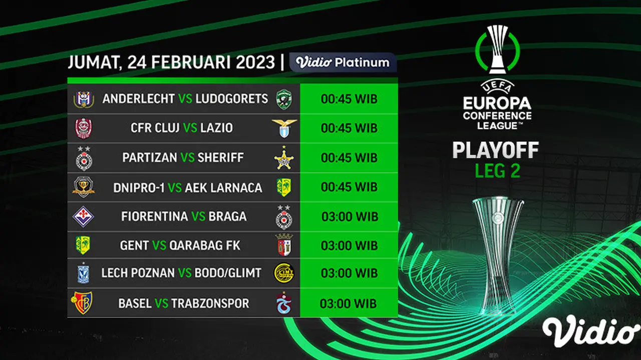 Jadwal Liga Konferensi Eropa 2022/23 Playoffs 16 Besar Leg 2 Live Vidio, Jumat, 24 Februari