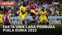 Piala Dunia 2022 di Qatar resmi dibuka di Al Bayt Stadium, Al Khor (20/11/2022). Qatar selaku tuan rumah harus akui keunggulan Ekuador 2-0. Ada sejumlah fakta unik tersaji di laga pembuka tersebut.