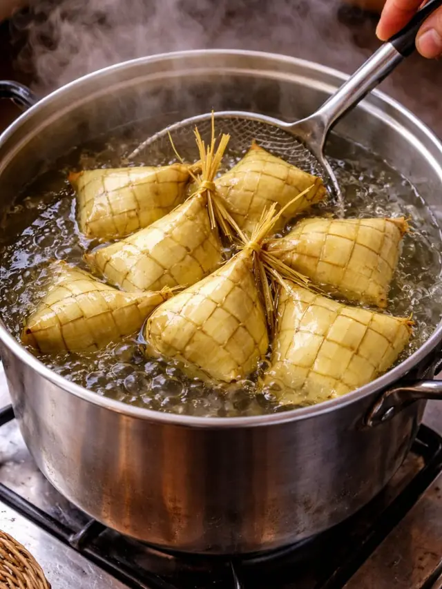 Merebus atau Merendam Ketupat dalam Air Panas