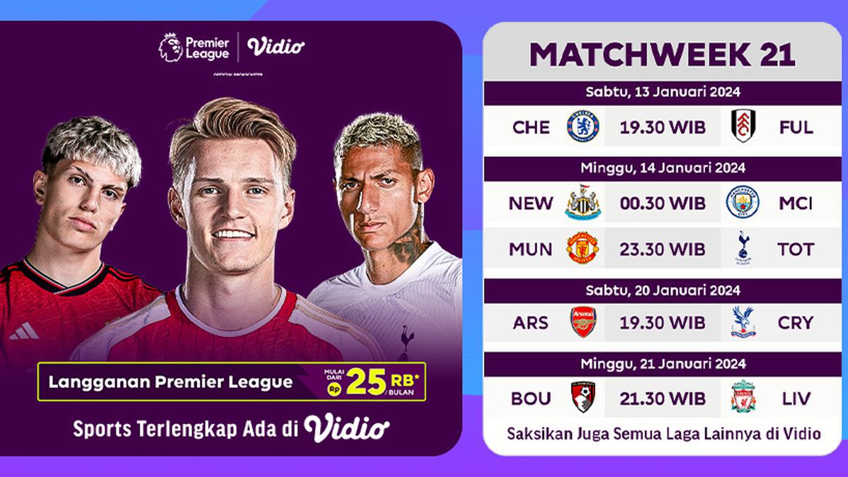 Jadwal dan Link Live Streaming Liga Inggris Pekan ke-21: Manchester United vs Tottenham Hotspur di Vidio