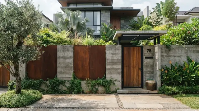 Pagar Tembok dengan Corten Steel