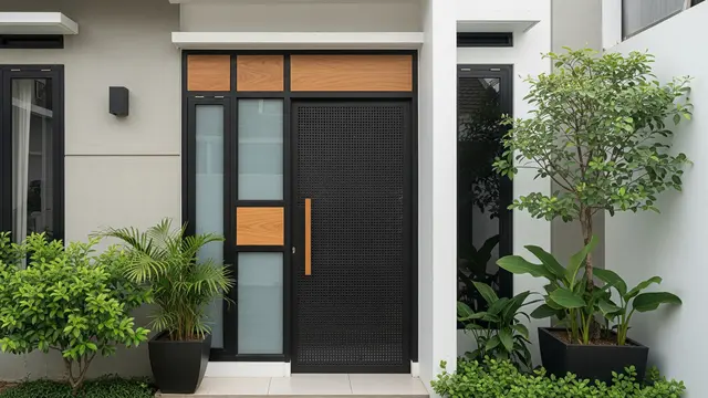 Gambar Model Depan Rumah Minimalis Pintu Samping Material Kombinasi