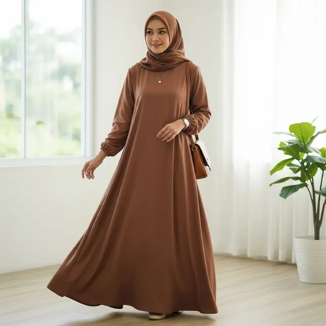 Gamis Mauve & Mocha yang Diprediksi Menjadi Tren 2026 (Image by Gemini AI)