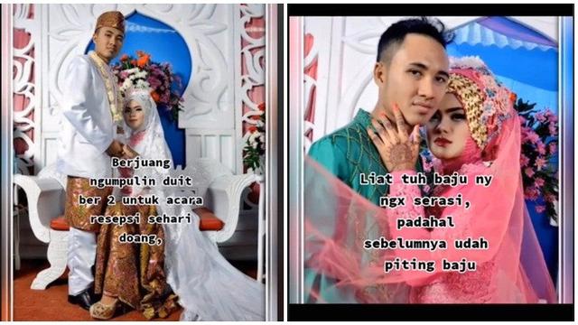 Viral Pengantin Pakai Baju Resepsi Tak Senada Ini Bikin Nyesek