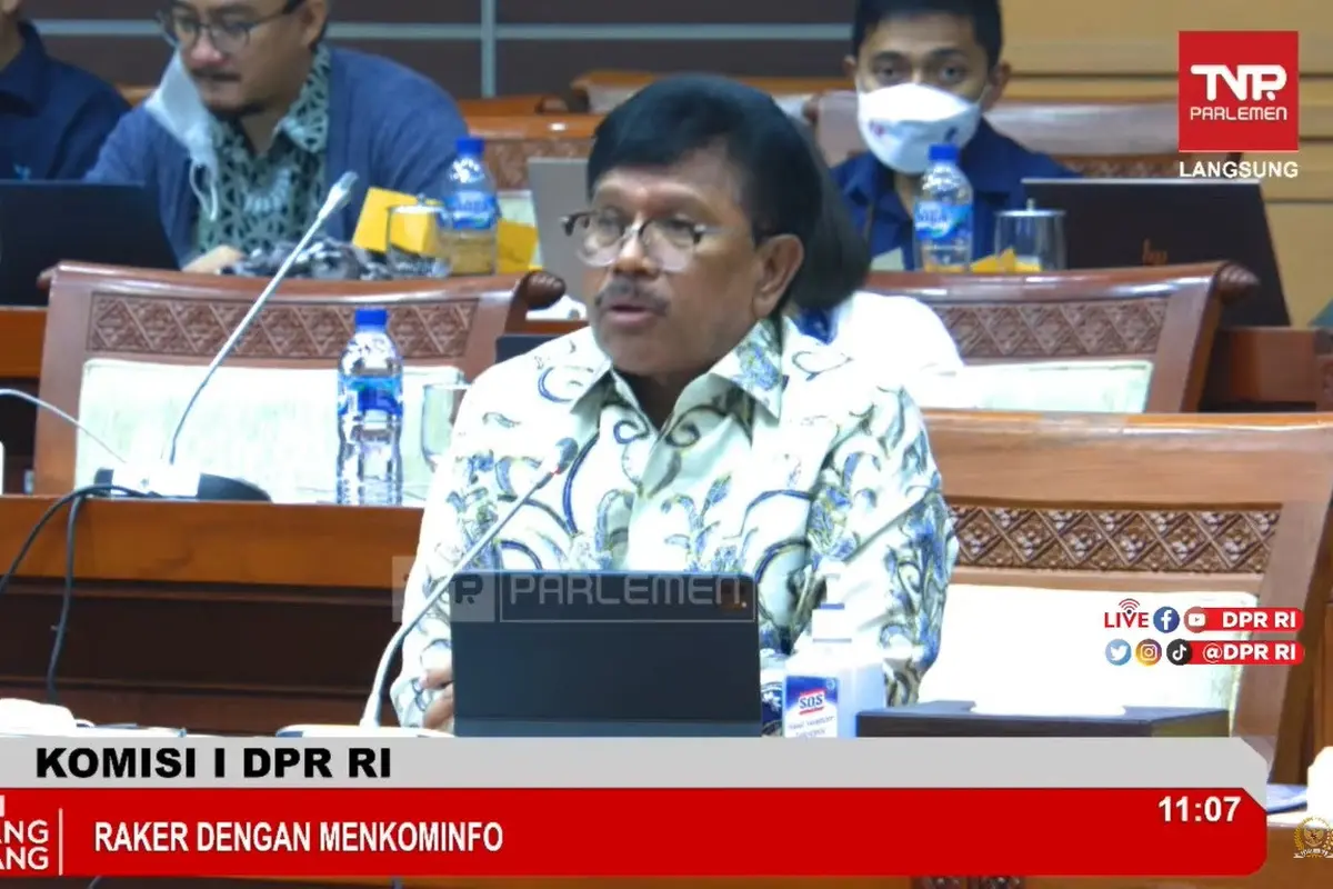 Menkominfo dalam Rapat Kerja dengan Komisi I Dewan Perwakilan Rakyat (DPR), Rabu (23/11/2022). (YouTube Komisi I DPR RI Channel)