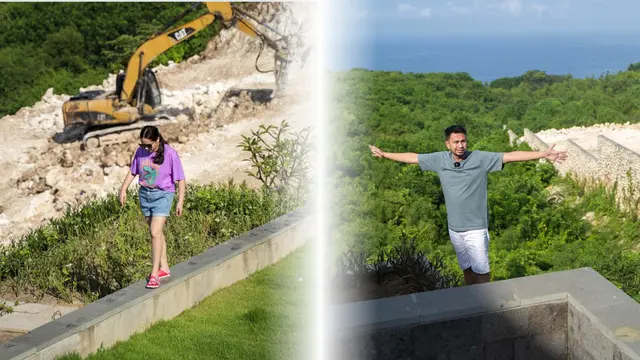 Keseruan Raffi Ahmad dan Nagita Slavina saat mengunjungi lokasi pembangunan Villa Rans Entertainment.