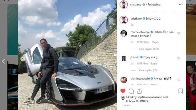 Cristiano Ronaldo Pamer Hypercar Baru McLaren Senna (Foto: Instagram)