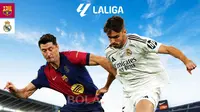 La Liga - Barcelona Vs Real Madrid - Duel Robert Lewandowski Vs Raul Asencio (Bola.com/Adreanus Titus)