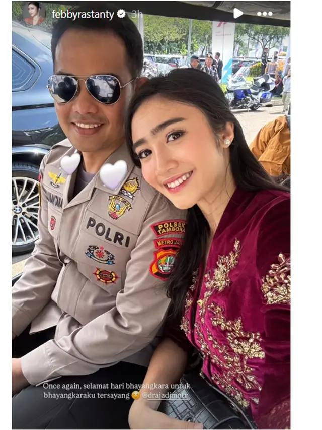 6 Potret Outfit Febby Rastanty di HUT Bhayangkara dan Syukuran Kenaikan Pangkat Suami