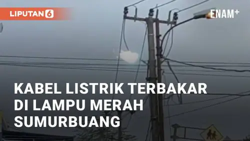 VIDEO: Detik-detik Kabel Listrik Terbakar di Lampu Merah Sumurbuang