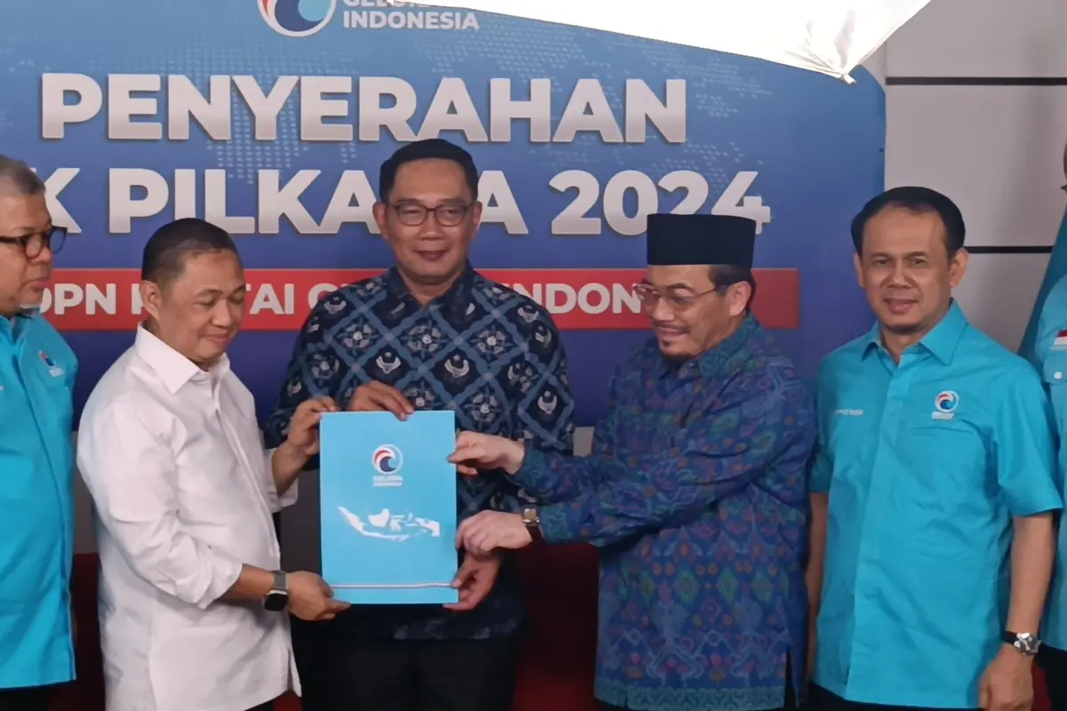 Partai Gelombang Rakyat Indonesia (Gelora) resmi memberikan dukungan sekaligus surat rekomendasi terhadap Ridwan Kamil-Suswono (Rido) untuk maju di Pilkada Jakarta 2024.