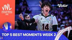Berita video 5 momen terbaik yang terjadi pada pekan kedua Volleyball Nations League Putra 2022.