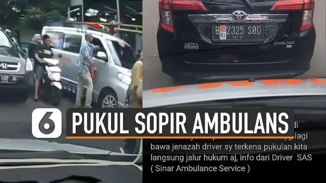 Beredar video yang menunjukkan salah seorang pria sedang memukul sopir ambulans. Peristiwa itu terjadi di jalan Kesehatan Raya, Bintaro, Pesanggrahan, Jakarta Selatan.