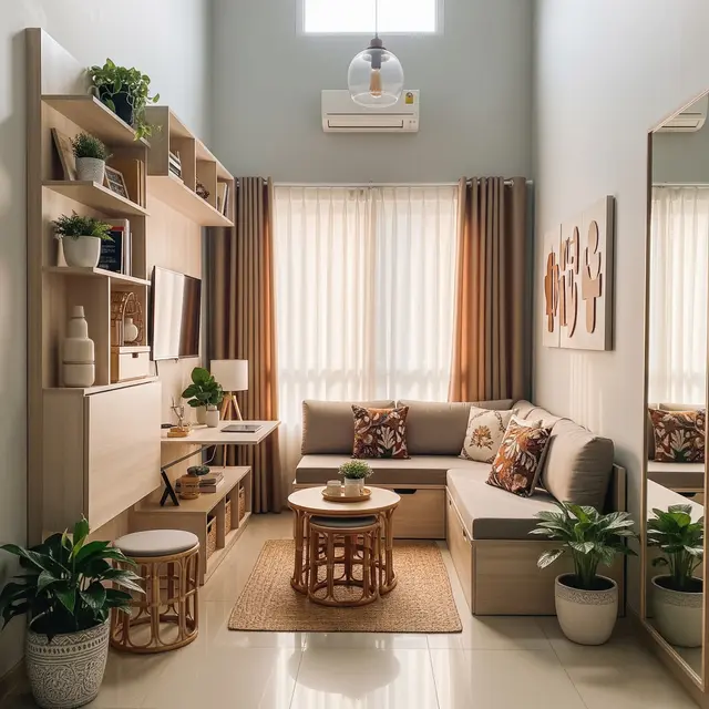 9 Model Ruang Tamu Sempit Ceiling Tinggi agar Terlihat Lapang