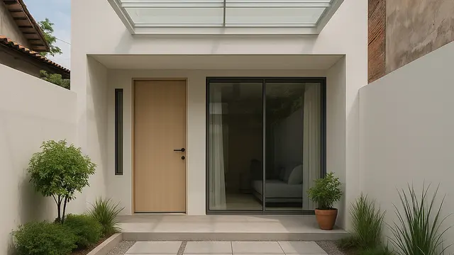Model Teras Dak Gantung ala Pinterest untuk Rumah Minimalis 2025/ Ilustrasi oleh AI