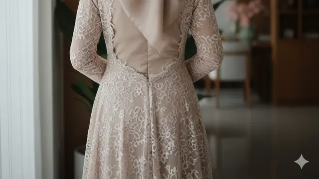 Gamis Brokat Full Punggung dengan Furing Adem (Gemini AI)