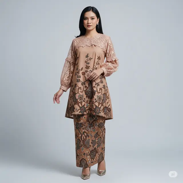 Model Batik Brokat Lengan Balon yang Memukau dan Elegan