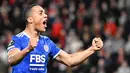 Youri Tielemans merupakan salah satu gelandang muda berbakat di Premier League. Tiga tahun terakhir ia menjadi sosok yang krusial di lini tengah The Foxes. Kini ia menjadi incaran klub raksasa Liga Inggris termasuk MU. (AFP/Damien Meyer)