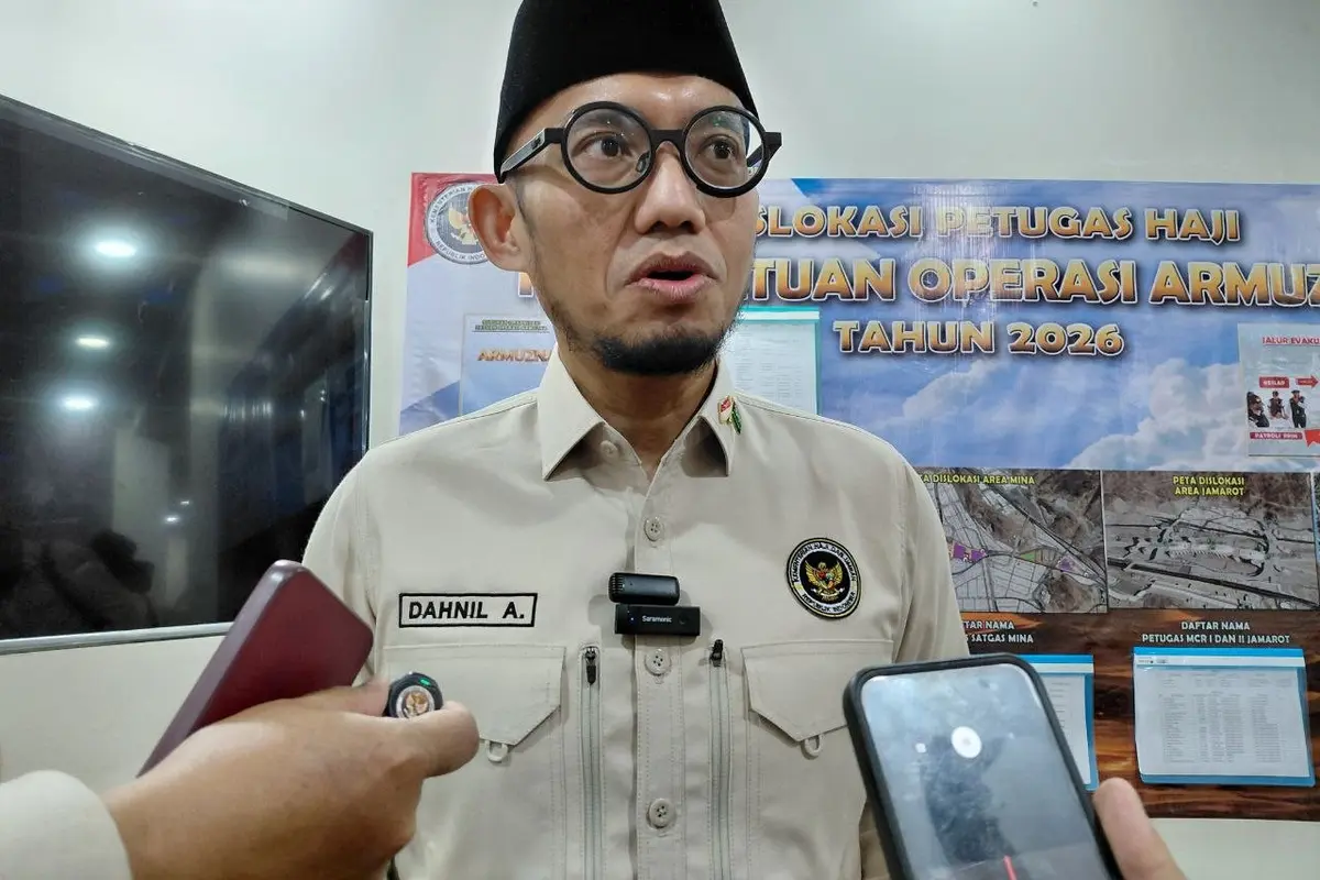 Wakil Menteri Haji dan Umrah (Wamenhaj) Dahnil Anzar Simanjuntak ditemui Tim Media Center Haji (MCH) 2026 di Kantor Daker Makkah, Selasa 19 Mei 2026.