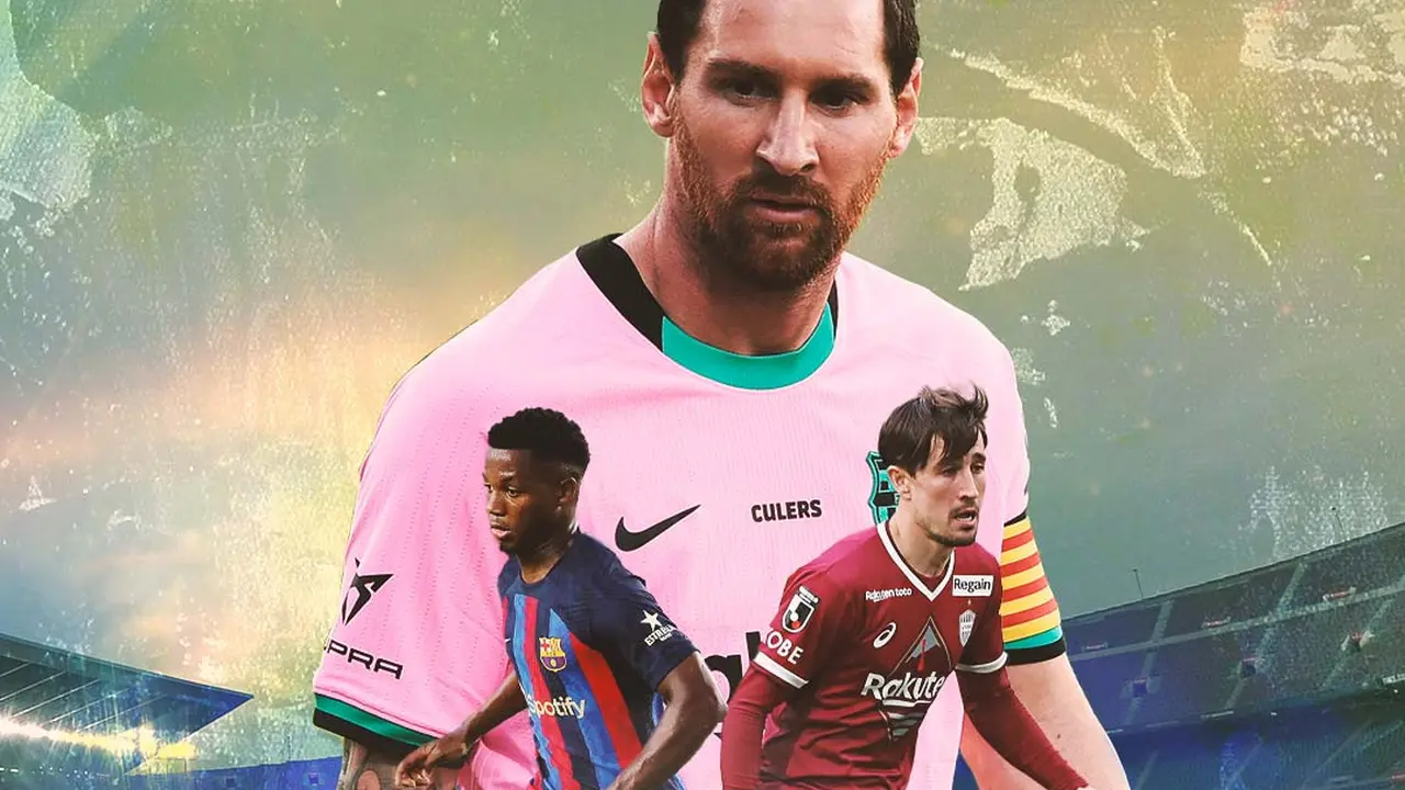 Barcelona - Ansu Fati dan Bojan Krkic Latar Lionel Messi Legenda Barcelona