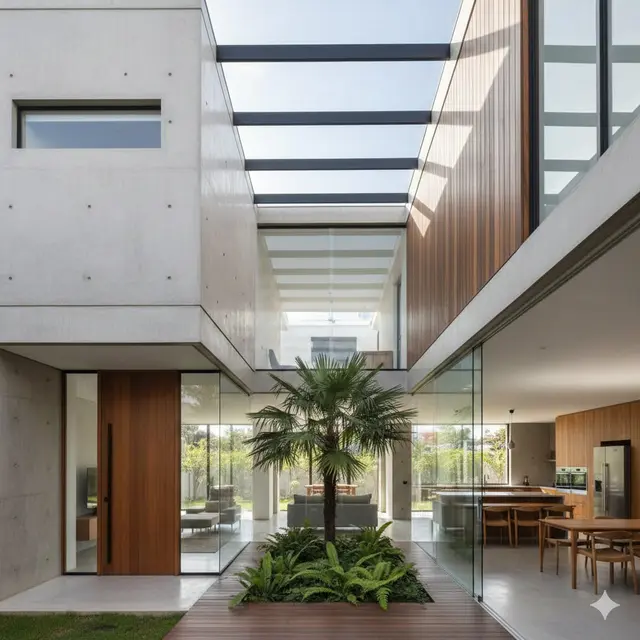 Konsep Inner Courtyard (Taman Tengah) (Gemini AI)
