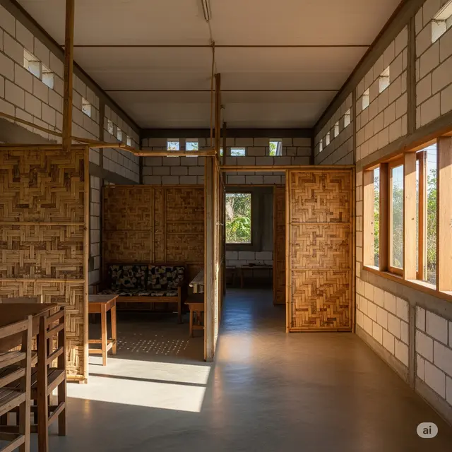 Rumah Kecil Batako dan Bambu 1 Lantai