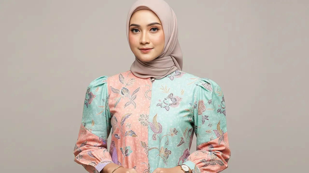 Blus Batik Panjang dengan Lengan Puff (Foto: Gemini AI)