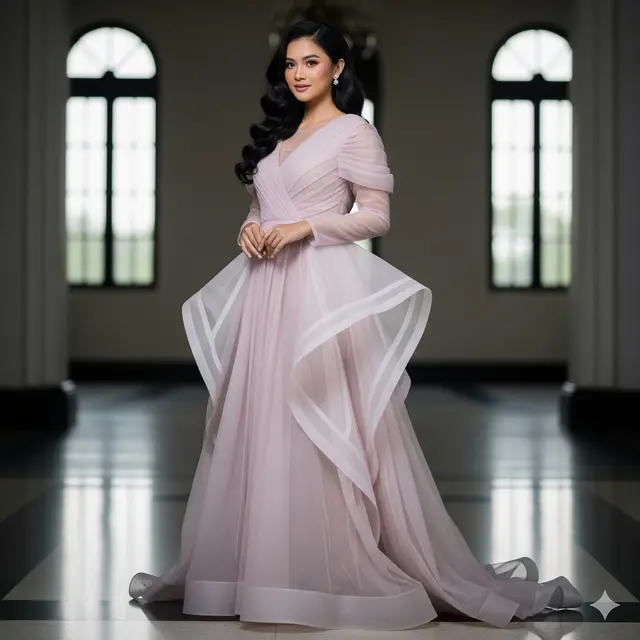 Dress Kombinasi Tile dan Organza