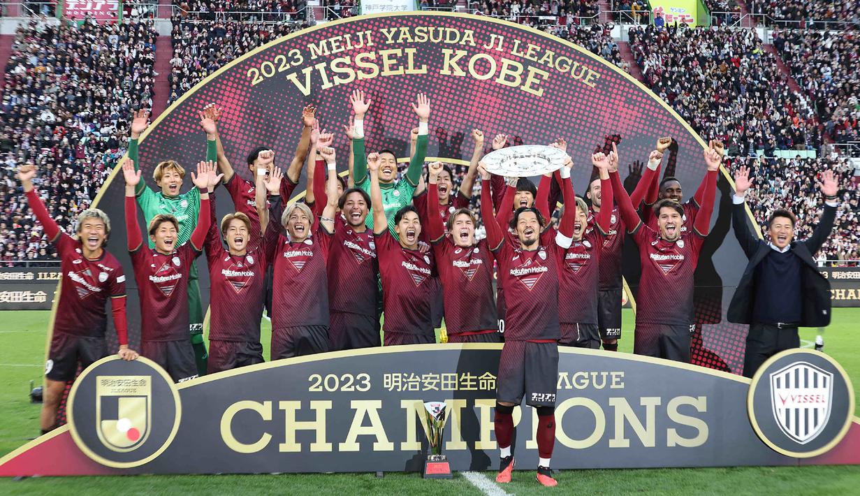 Bagi J1 League, keberhasilan Vissel Kobe menjadi juara pada musim 2023 juga jadi momen kali pertama sejak 2016 ada tim selain Kawasaki Frontale dan Yokohama F. Marinos yang mampu jadi juara. (AFP/Jiji Press/STR)