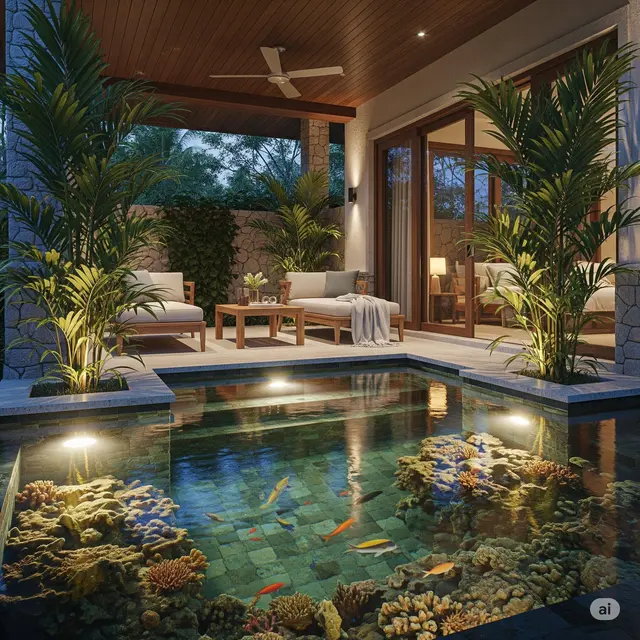 Kolam Mini Berbingkai Palem