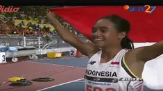 Perlahan tapi pasti Triyaningsih akhirnya dapat melepaskan diri dan terus menjauh dari kejaran pelari Vietnam.
