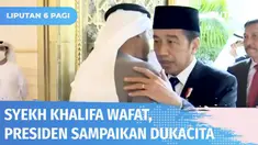 Presiden Jokowi singgah di Abu Dhabi, Uni Emirat Arab, untuk menyampaikan dukacita atas wafatnya Presiden Uni Emirat Arab, Syekh Khalifa bin Zayed Al Nahyan. Kedatangan disambut Yang Mulia Mohamed bin Zayed, sang Presiden pengganti.