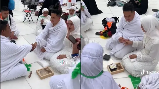 Viral Momen Pasangan Lakukan Ijab Kabul di Depan Kabah Ini Bikin Haru