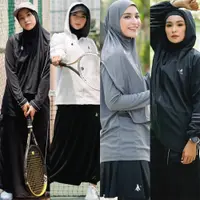 Lihat di sini beberapa potret para artis berhijab jadi model brand baru Natasha Rizky, tampil sporty pakai baju olahraga, tapi tetap syar'i.