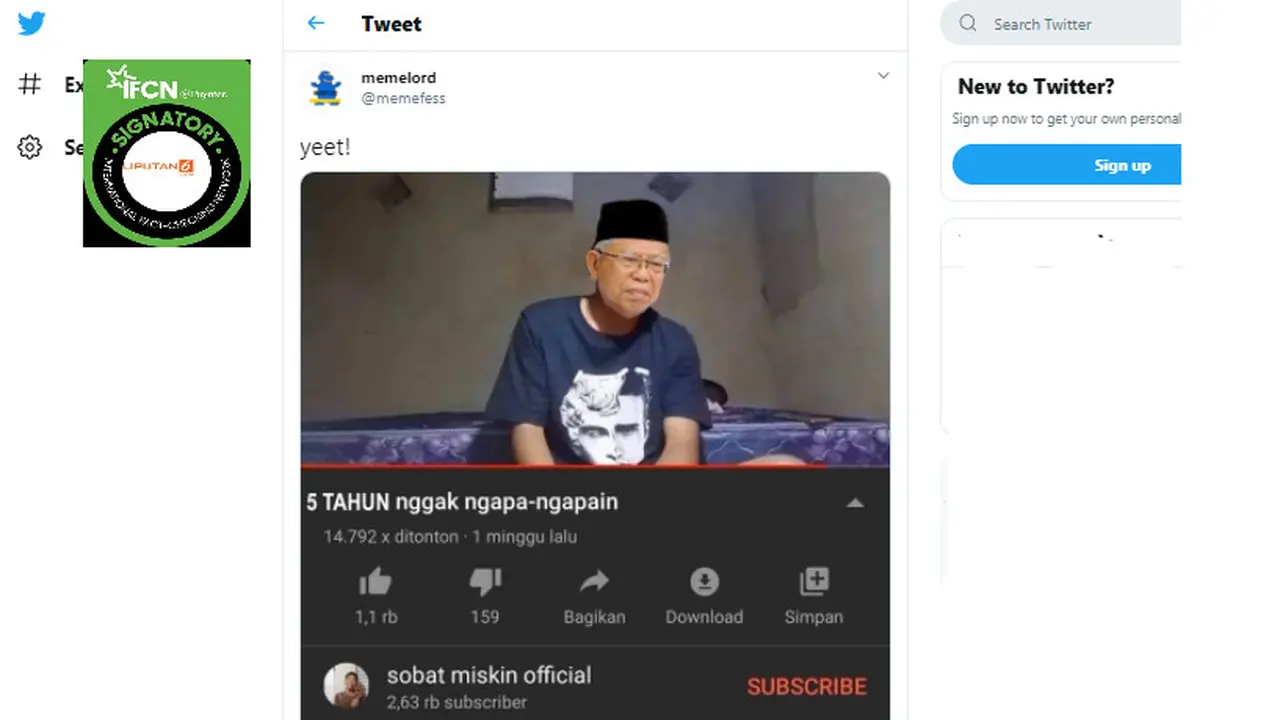 Penelusuran klaim foto konten YouTube Ma'ruf Amin 5 tahun tidak melakukan apa-apa