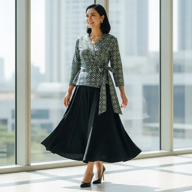 Model Atasan Batik Bawahan Rok Hitam