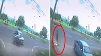 Rekaman CCTV berhasil menangkap sosok arwah korban kecelakaan yang baru saja terjadi.